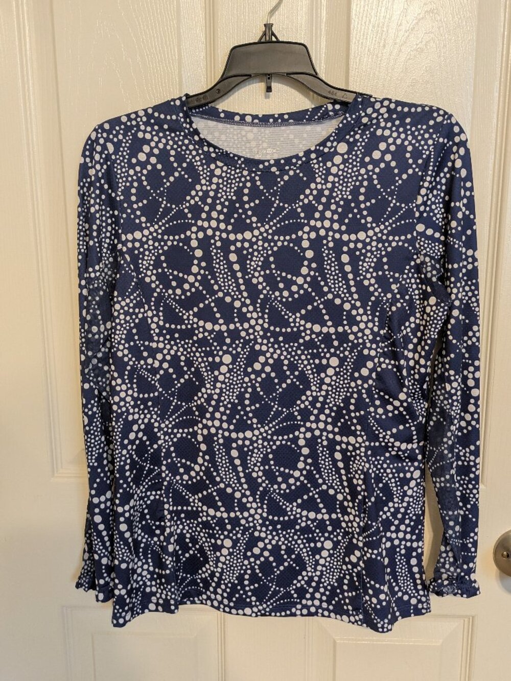 Navy & White Polka Dot Top